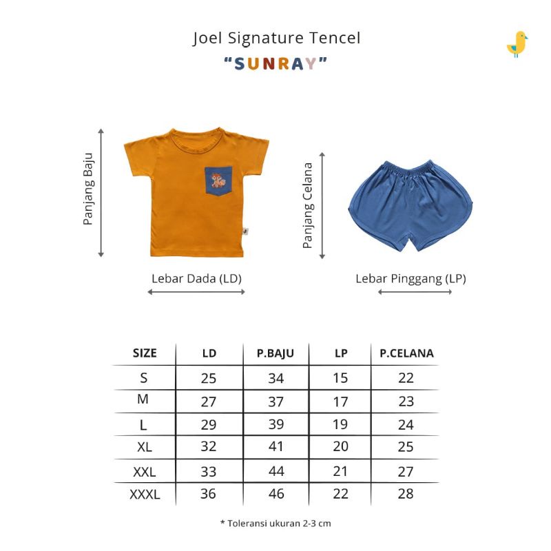 SNI Setelan Baju Anak PREMIUM Joel Signature Tencel SUNRAY Baju Baby - Anak Usia 3 Bulan - 4 Tahun set baju bayi atasan anak celana pendek