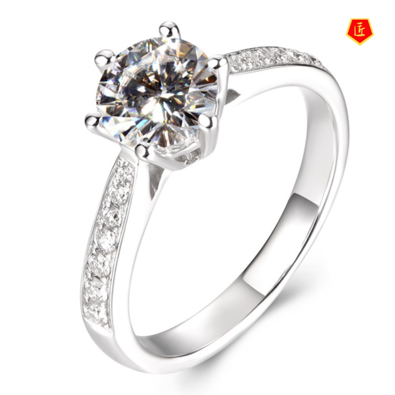 [Ready Stock]Moissanite Six-Claw Crown Open Ring