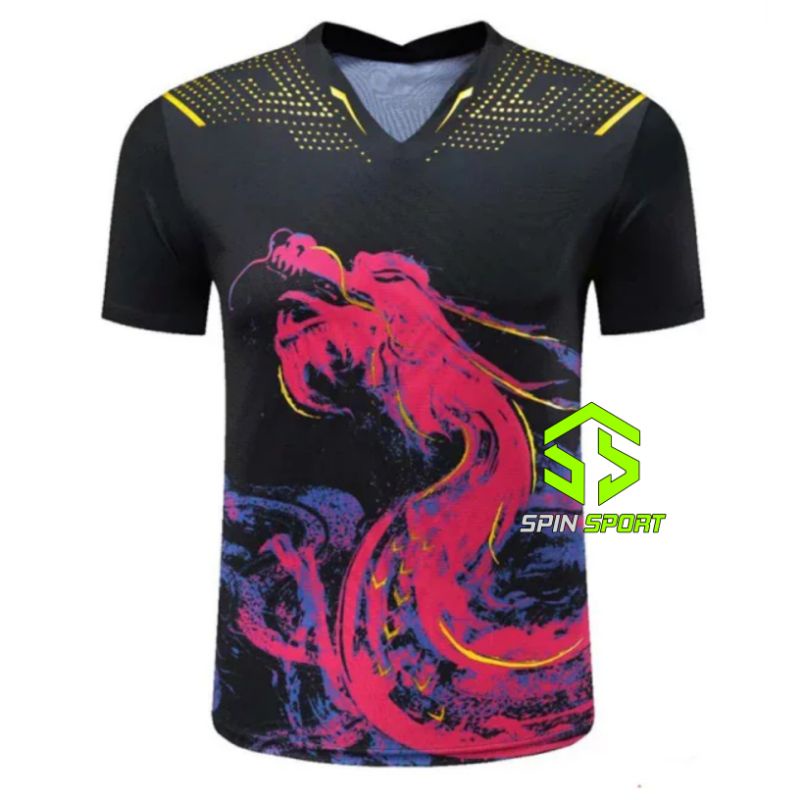 [L6089 Hitam] Kaos Baju Lining Li-Ning Dragon Import Premium Tenis Meja Pingpong Badminton Bulutangk