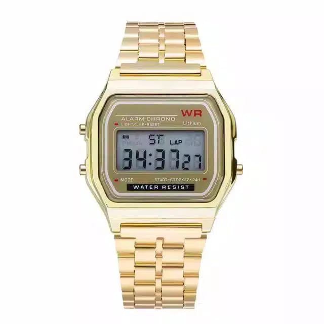 Jam Tangan Wanita Digital Kotak Rantai Model Tipis CS135