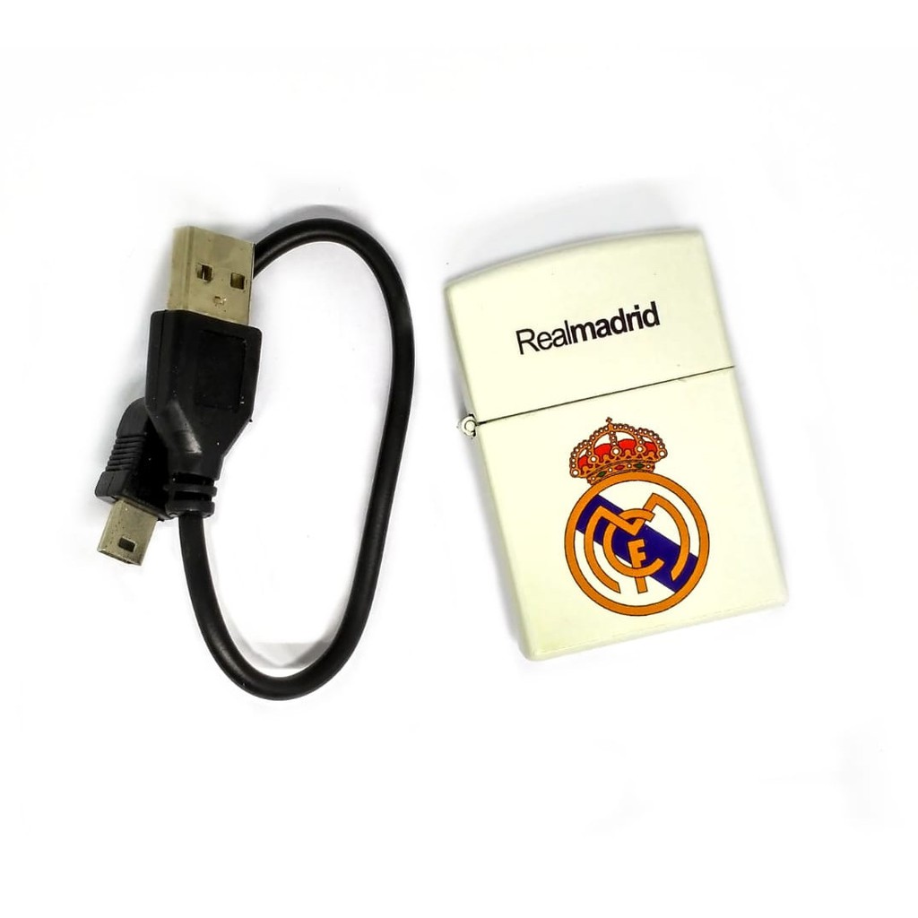 Terbaru Laris! KOREK API USB REALMADRID MADRID 2133-2 ELEKTRIK CAS CHARGER LIGHTER Murah!