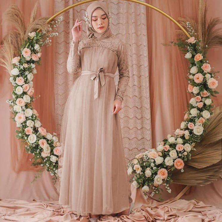 Maxi mikayla/Gamis brukat/gamis2021/gamis modern wanita/gamis /baju gamis muslim/dress wanita kekini