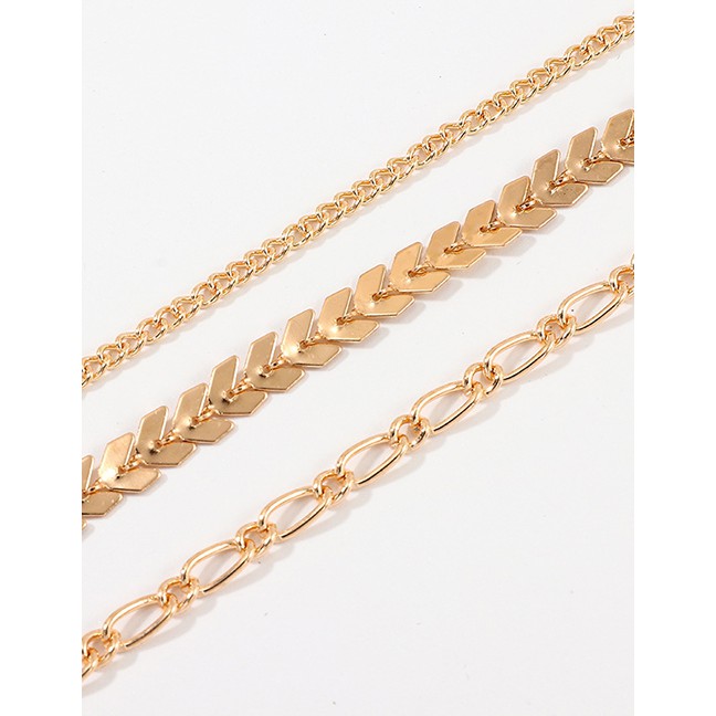 LRC Gelang Fashion Golden Leaf Chain Anklet Set D68257