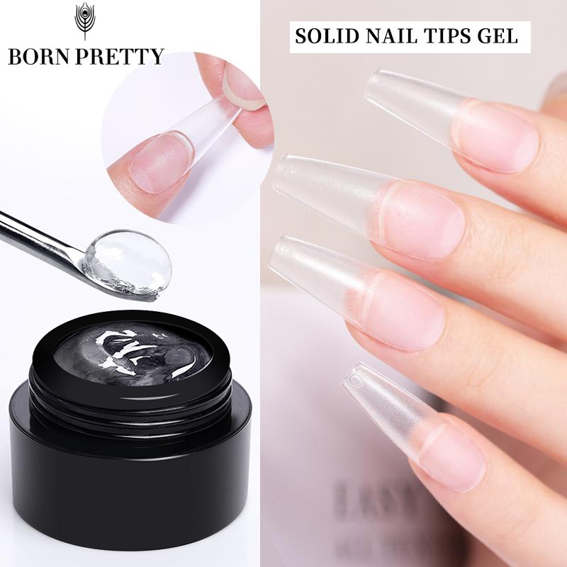 AZUZ.ID BORN PRETTY Gel Ujung Kuku Padat 5G, Gel Ekstensi Kuku Gel Fungsi Kuku Tanpa Lap Gel Putih S