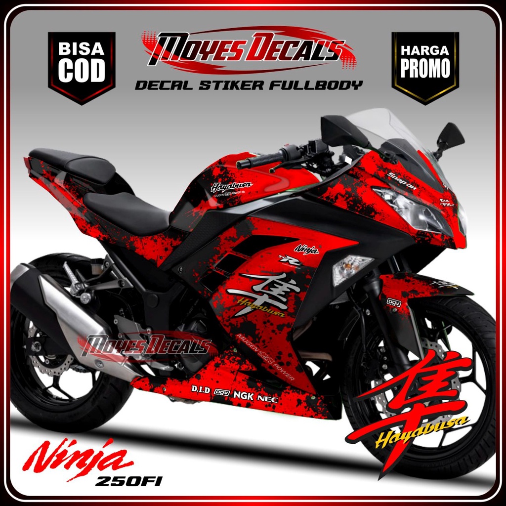 Jual Stiker Decal - Dekal sticker Ninja 250 fi Hayabusa Merah Racing