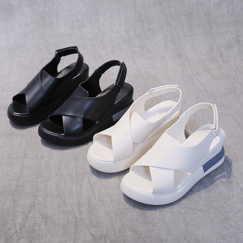 TBIG Size 35 - 42 Sandal Tali Slip On PARVEEN Wanita Import Korea Style Santai Wanita Sandal Wedges