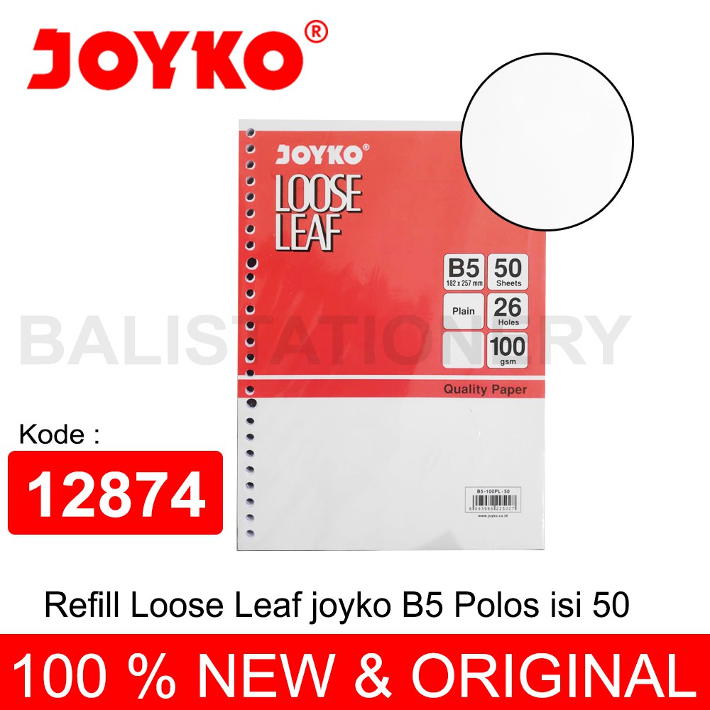 

Refill Loose Leaf Joyko Polos B5 100GSM 50 sheet