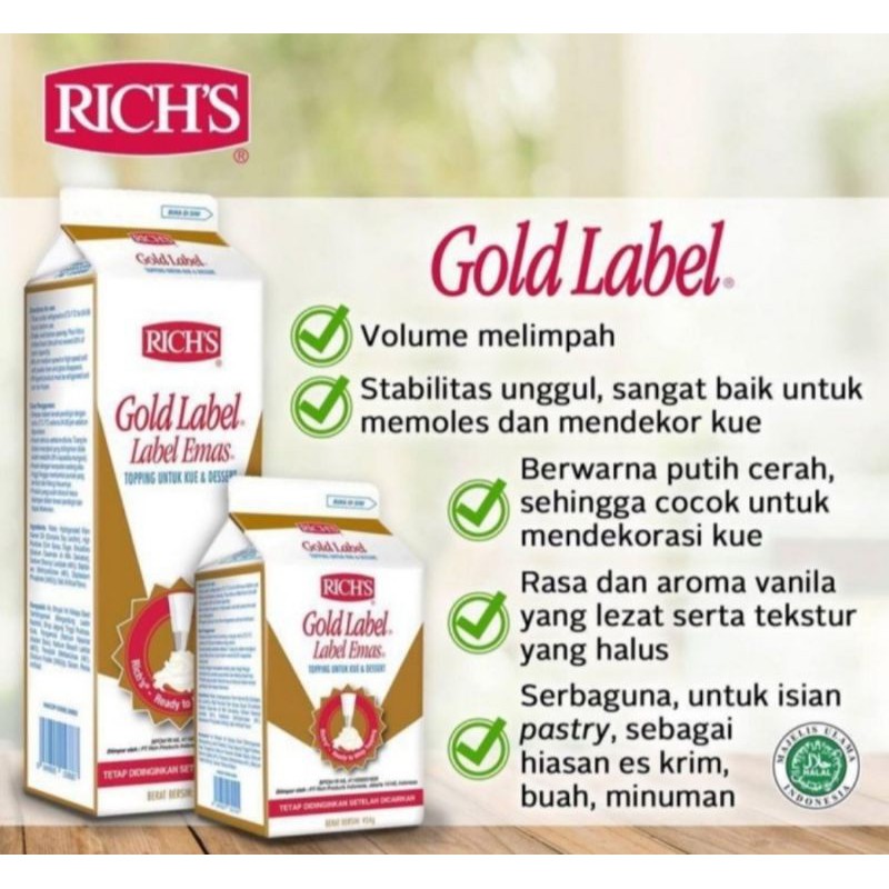 rich's gold label whipping cream / richs gold label whipping cream