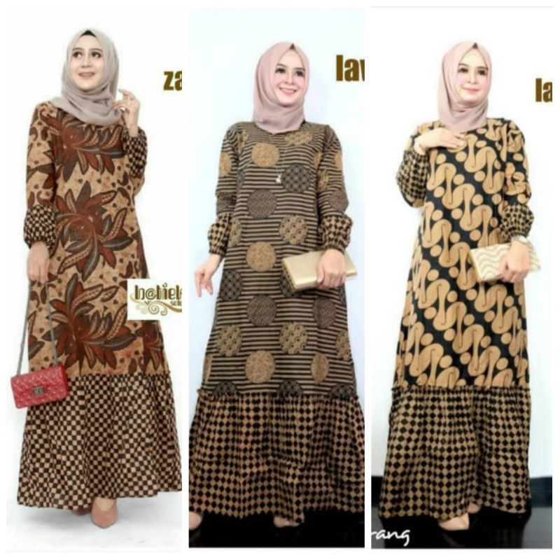  Gamis  Batik  Wanita Terbaru Modern Muslimah Syari Shopee  Indonesia