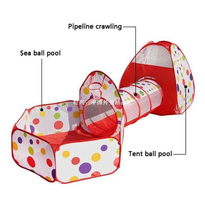GROSIR MAINAN TENDA ANAK TEROWONGAN 4 IN 1 + KOLAM + RING BASKET MAINAN KERANJANG MANDI BOLA ANAK