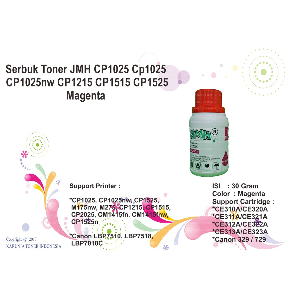 Serbuk Toner JMH CP1025 CP1025 CP1025nw CP1215 CP1515 CP1525 Magenta