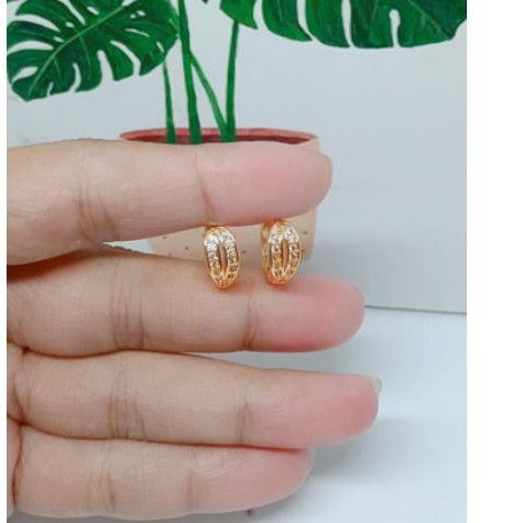 Anting motif daun lapis emas gold 18k