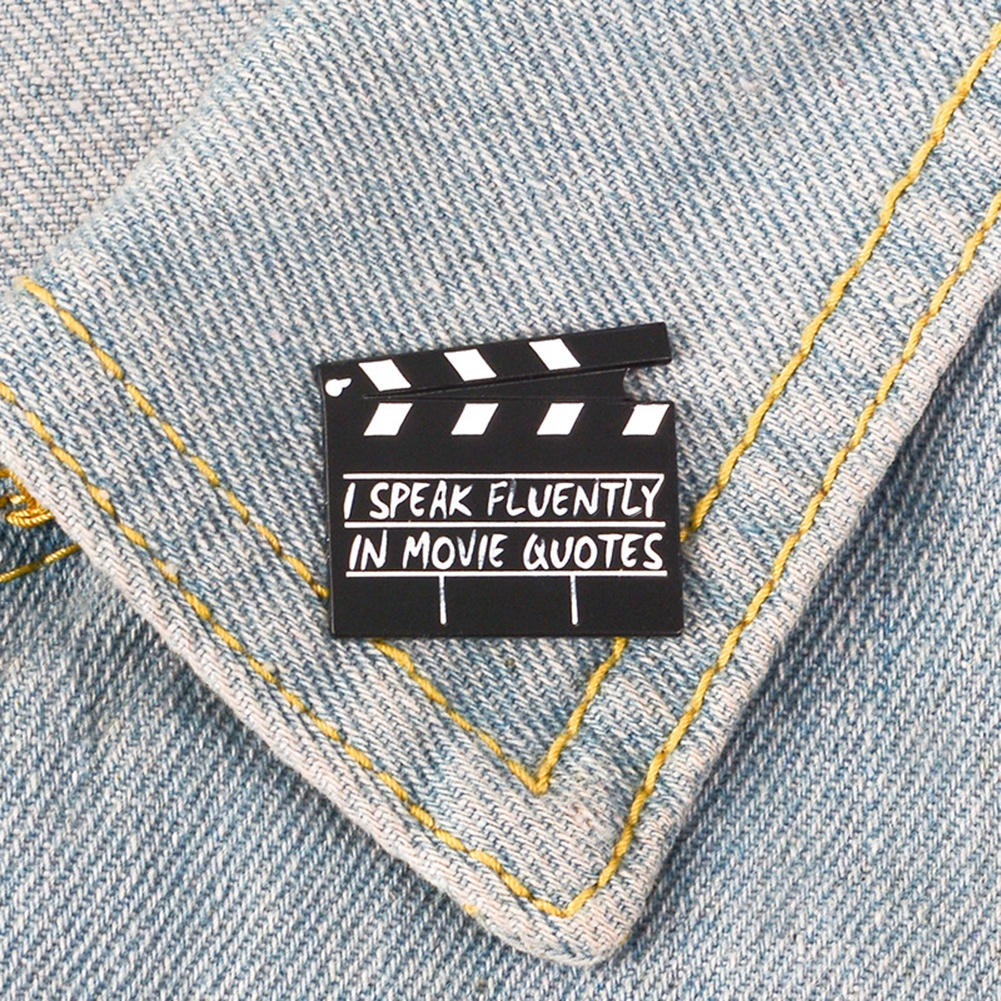 Bros Pin Enamel Desain Clapboard Film Kreatif Untuk Kerah Jaket Denim