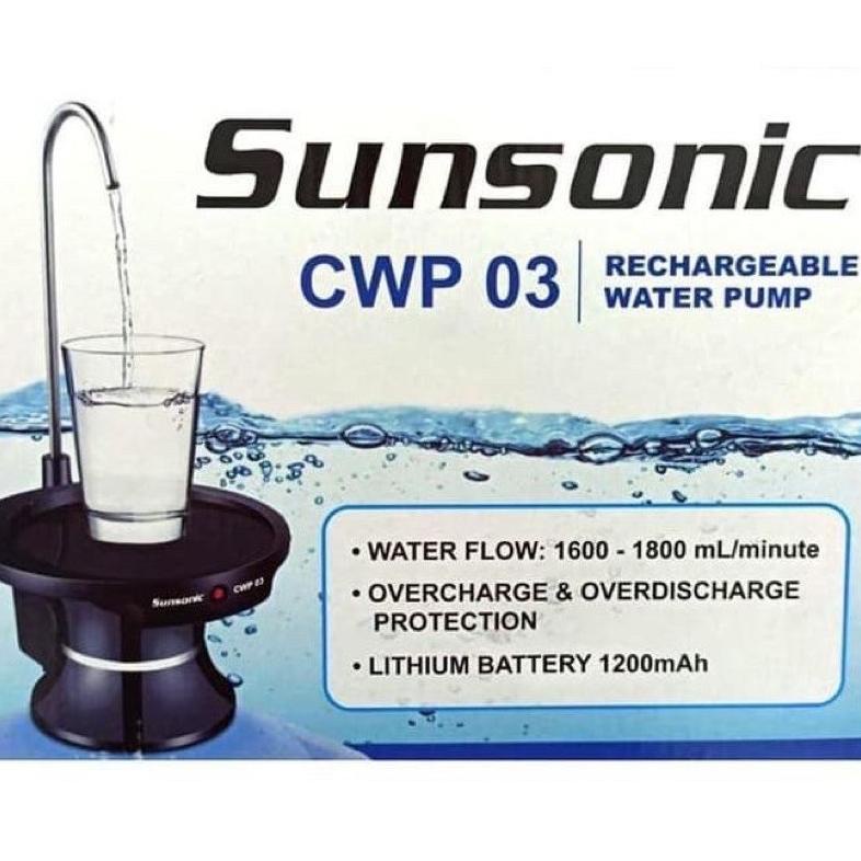 Pompa Galon Air Elektrik / Water Dispenser Electric Pump Sunsonic Cwp-3 + Free Kabel Charger