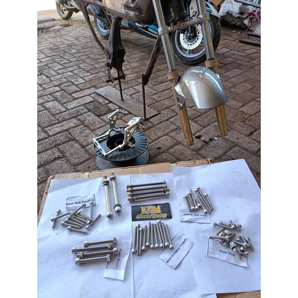 baut mesin stainless pnp gl MP Tiger poolset (baut L mesin set baut pangkon mesin belakang