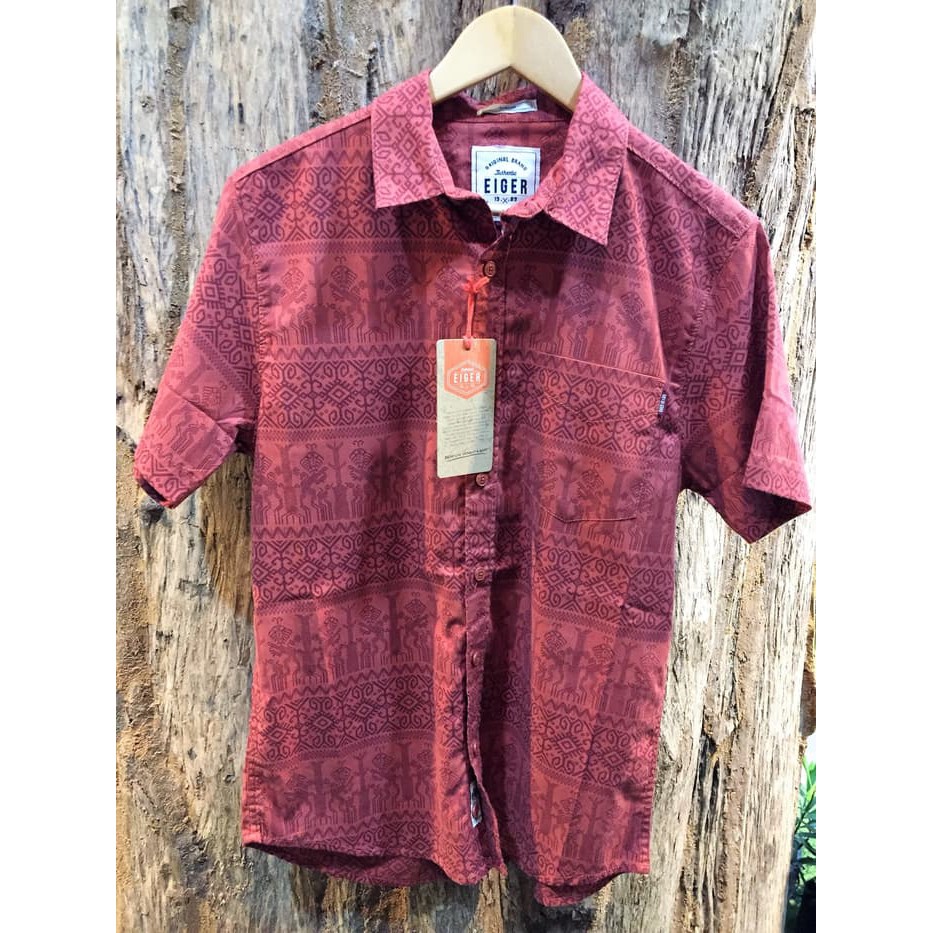 Kemeja Batik Eiger Lengan Pendek Kambera Red Shopee Indonesia