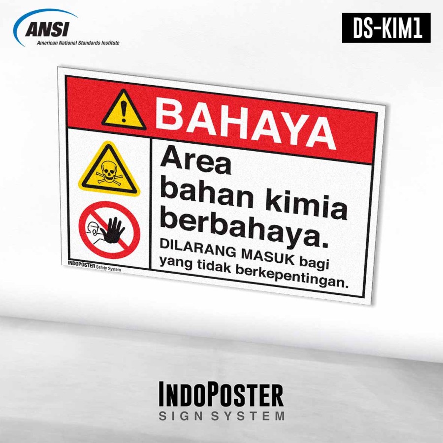 

Stiker K3 Safety Sign ANSI Area Bahan Kimia Berbahaya Dilarang Masuk