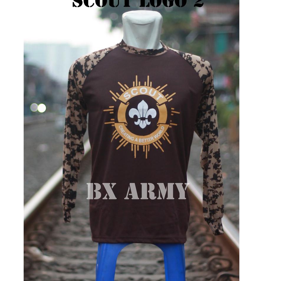 Baju Kaos Loreng Motif Pramuka, Scout , Raglan Lengan Panjang | Kaos Pramuka Panjang PELAJAR MURAH