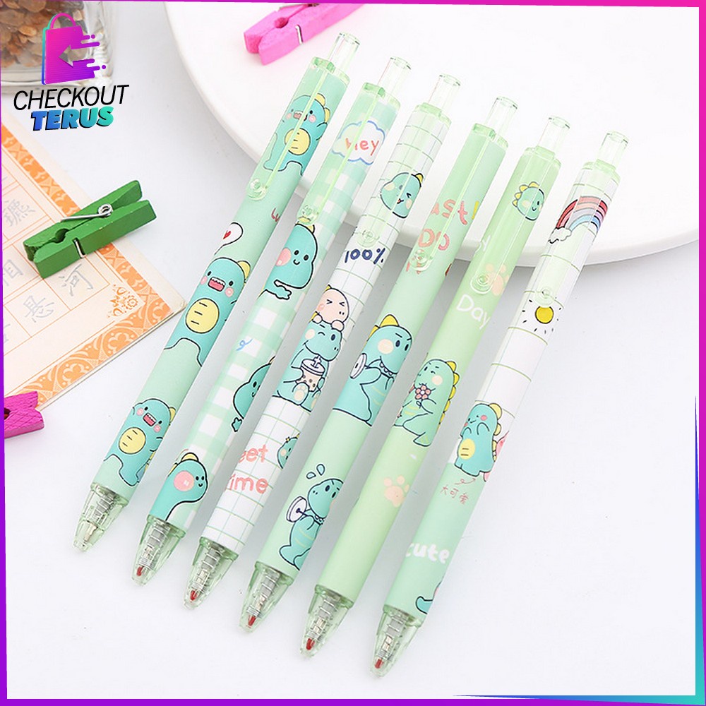 CT A35 Pulpen Pelajar Dan Kantor Pena Lucu Motif Dino Imut Pen Gel Mekanik Alat Tulis Pena Lucu Bulpen Gel Karakter