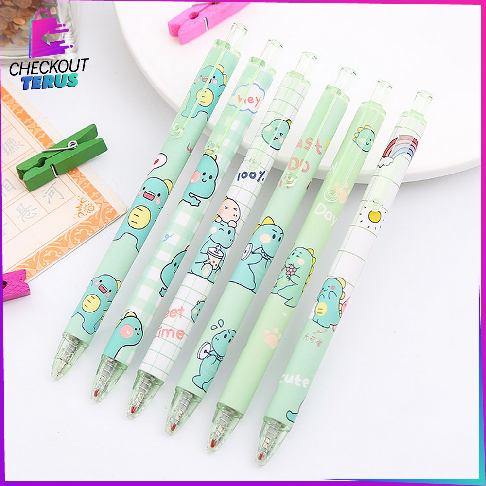 CT A35 Pulpen Pelajar Dan Kantor Pena Lucu Motif Dino Imut Pen Gel Mekanik Alat Tulis Pena Lucu Bulpen Gel Karakter