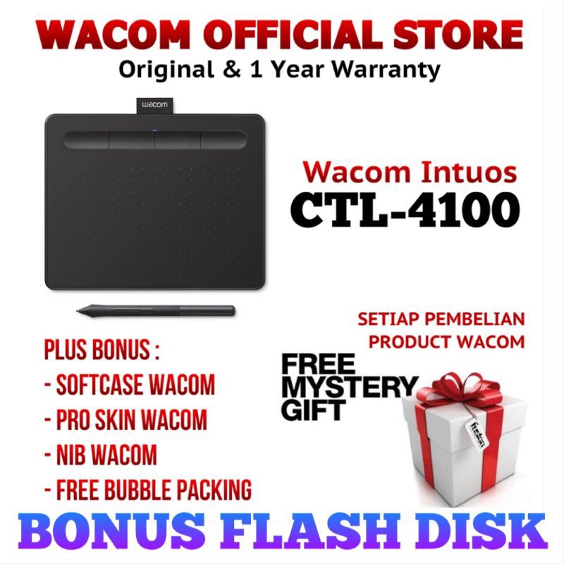 Wacom Intuos CTL-4100 4K Small Drawing Tablet [ WACOM OFFICIAL STORE SURABAYA ]