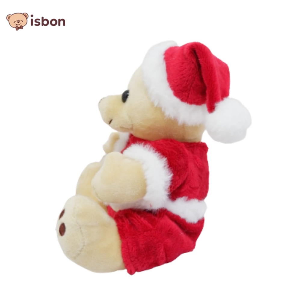 Boneka beruang natal baju merah topi santa joint bear8-istana boneka