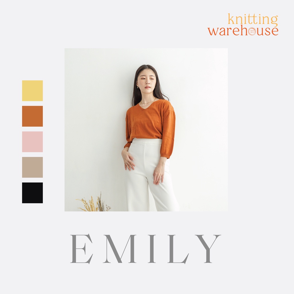 Emily Basic Blouse Knit V-Neck by Knitting Warehouse NBN (258)