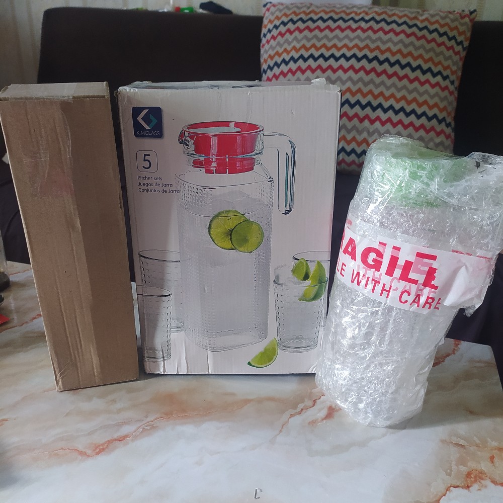 Drink Set Kaca 5 Buah Water Jug Picher Teko Air Minum