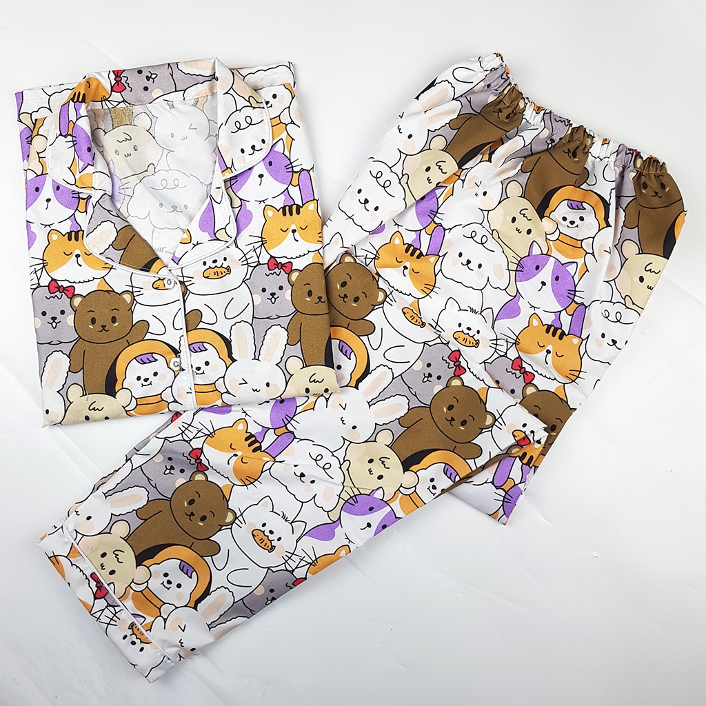 Baju Tidur Piyama Dewasa Setelan Jumbo Size  XXL LD 120-CPXL ANIMAL FAM UNGU