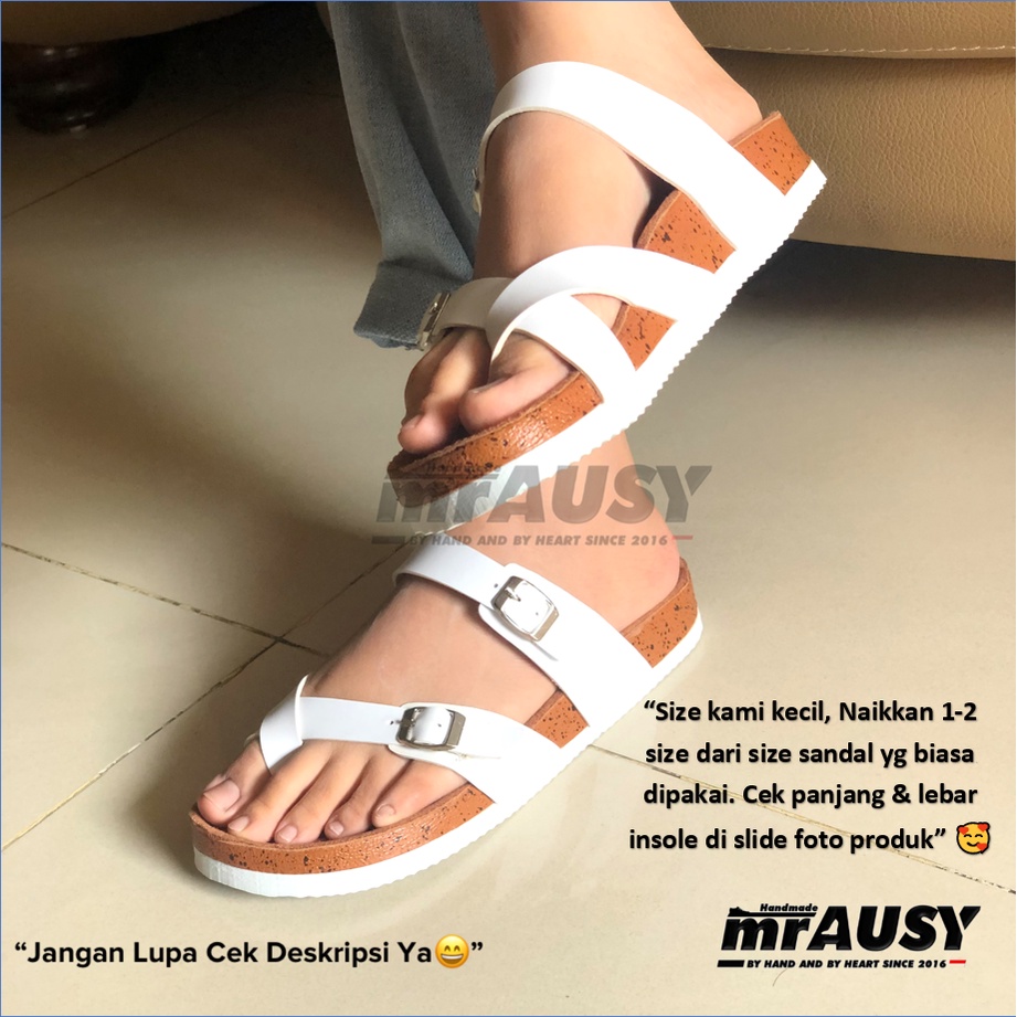 Sandal Japit Jepit Wanita Cewek Casual mrAUSY Ringan Strap 2 Gesper 2 Silang