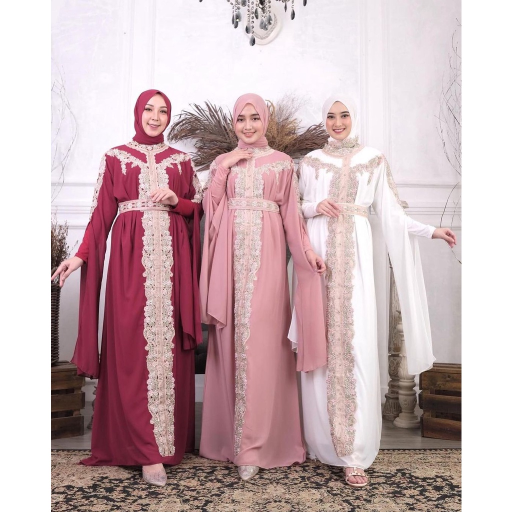 Kaftan Wanita Kondangan | Kaftan Putih Mewah | Kaftan Jumbo | Kaftan Premium | Kaftan Remaja | Dress