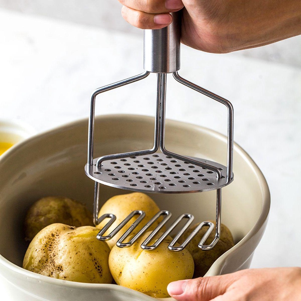 [Elegan] Potato Masher Garlic Sayur Masak Stainless Steel Heavy Duty Manual Press Crusher