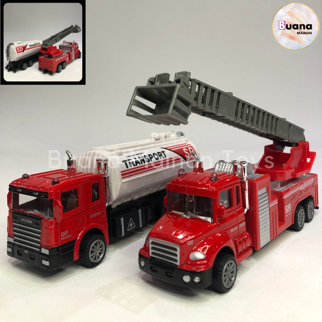 DIECAST TRUCK POWER SPEED PULL BACK - METAL MAINAN MOBIL MOBILAN ANAK TRUK PEMADAM