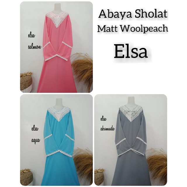 Mukena Abaya Sholat Wolfis Elsa , Abaya Sholat bahan Woolpeach