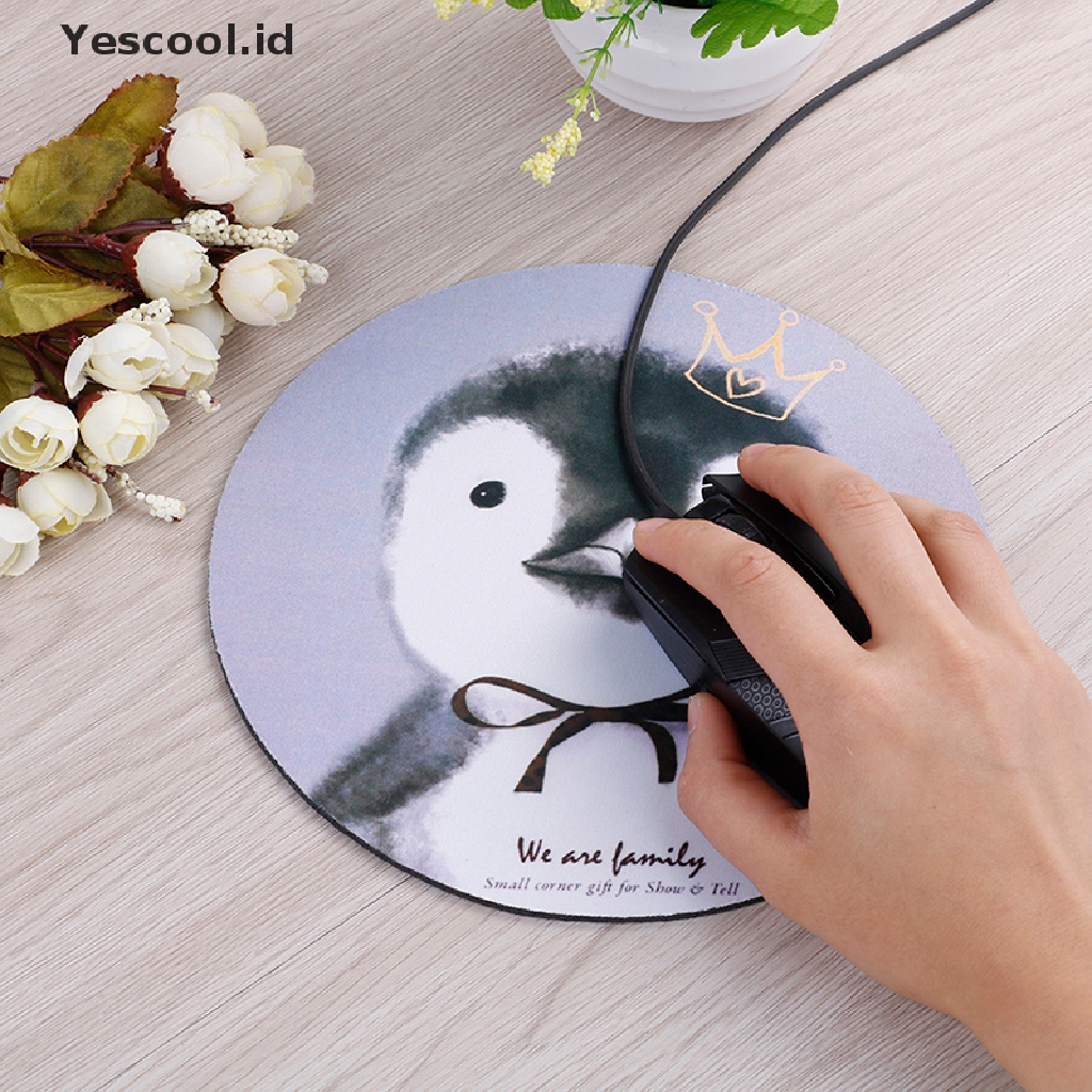 1pc mouse pad Bentuk Bulat Bahan Karet anti slip Untuk Meja Komputer