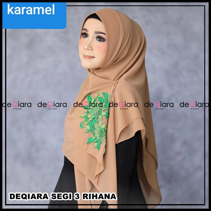 Hijab Pesta Segitiga Soft Pad Antem Rihana Bordir Original Deqiara
