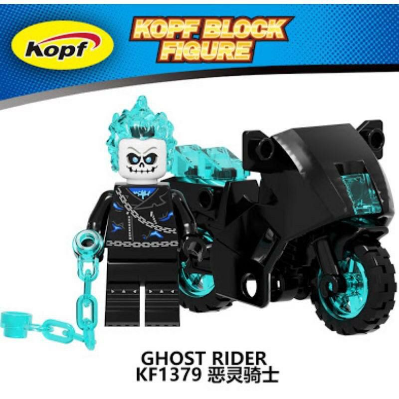 Lego ghost rider blue flame motorcycle marvel comic justice league the movie classic superhero