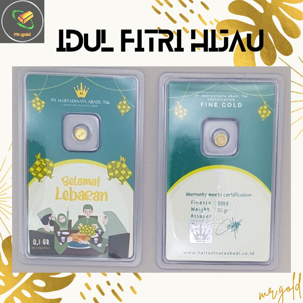EMAS LOGAM MULIA MINI HARTADINATA ABADI 0.1 GRAM EDISI IDUL FITRI HIJAU / GIFT SERIES ACC LM HRTA