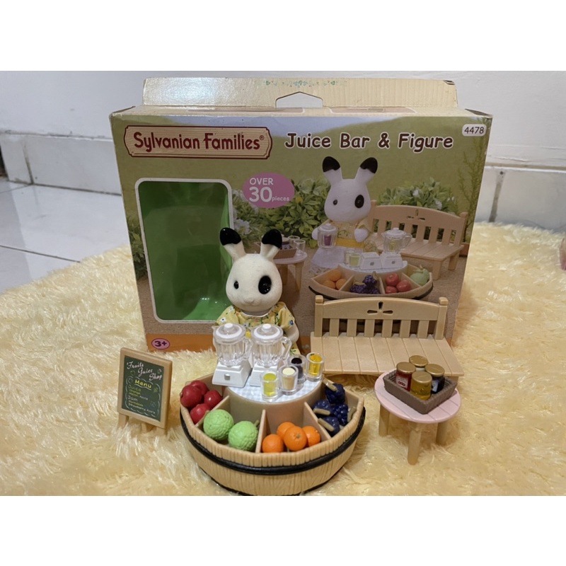 PRELOVED Sylvanian Juice Bar RARE Fullset+Box