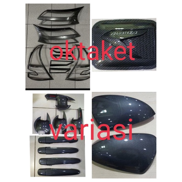 paket garnish outer handle tank cover spion avanza xenia 2019 full carbon