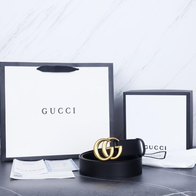 [[COD]] SABUK GUCCI LEATHER BLACK WITH DOUBLE G GOLD BUCKLE BELT MIRROR 1:1 PROMO SPECIAL Kode 552