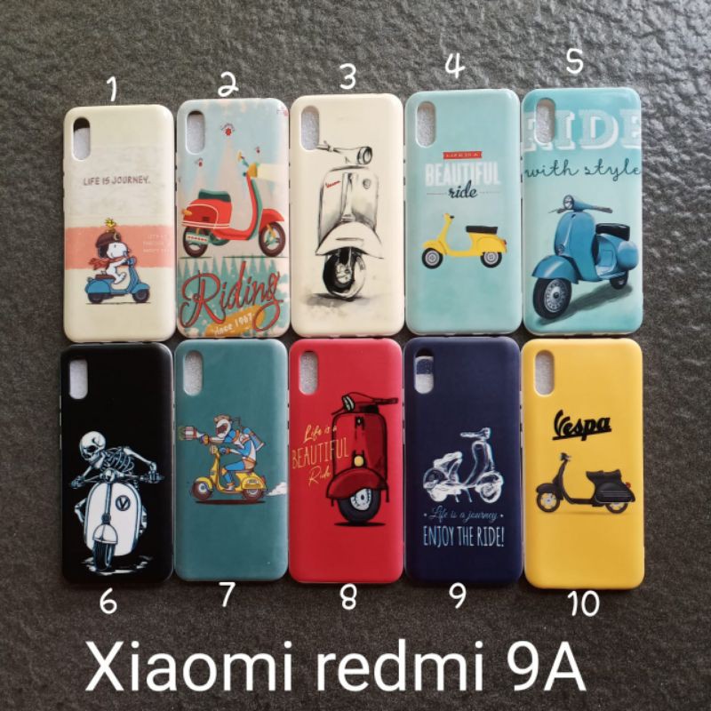 Case gambar Xiaomi Redmi 9A motif vespa soft softcase softshell silikon cover casing kesing housing