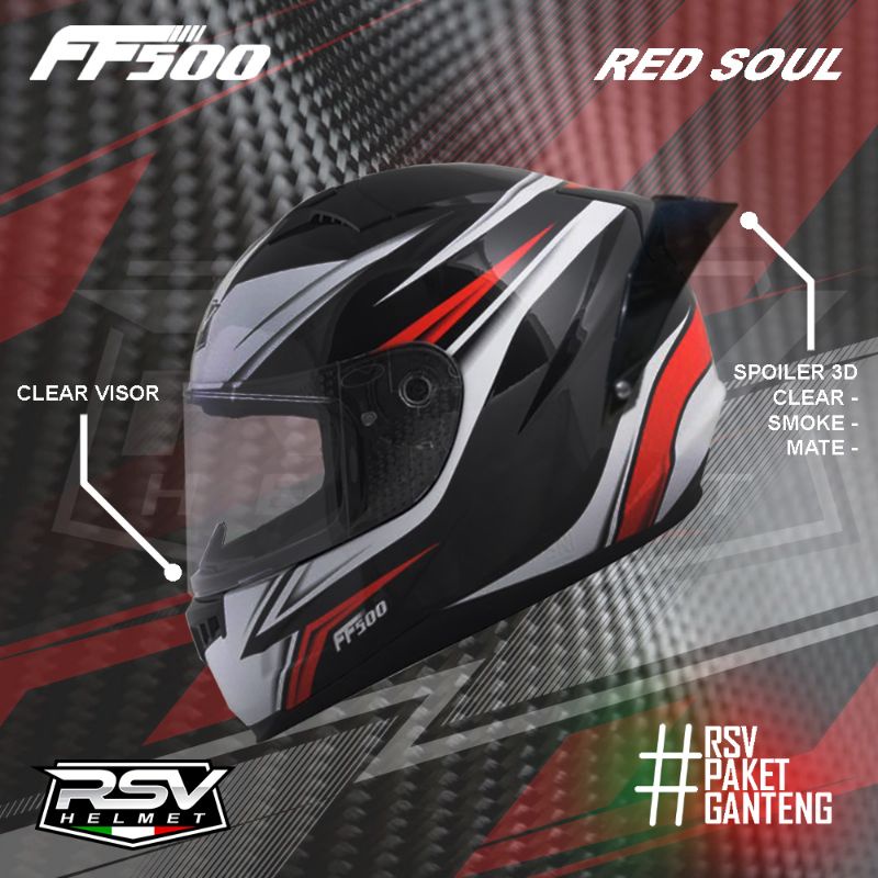 Helm RSV FF500 RED SOUL / PAKET GANTENG / RSV Helmet