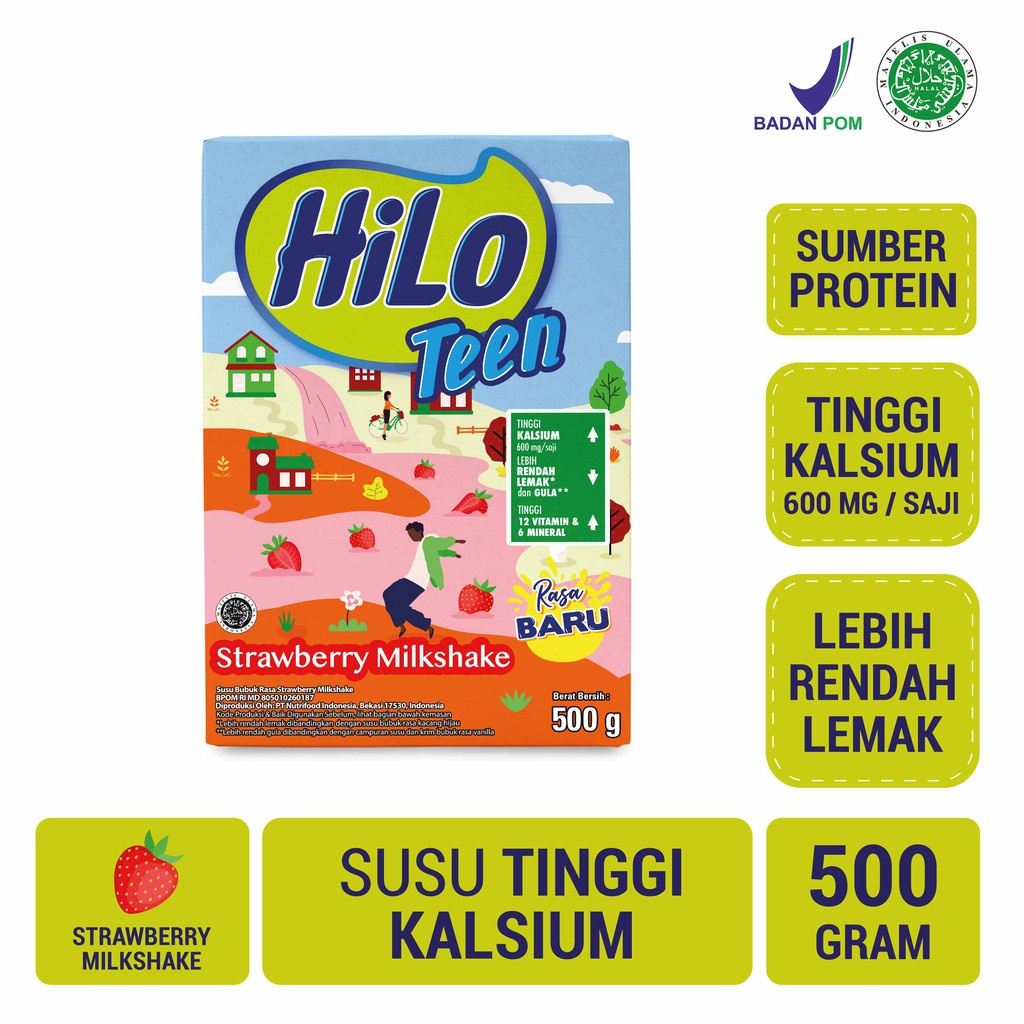 HILO TEEN STRAWBERRY MILKSHAKE 500GR