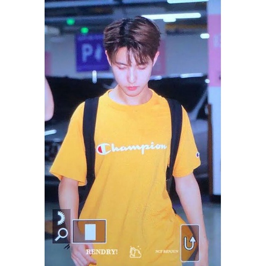 Kaos Champion Yellow Tee ORIGINAL 100%  Renjun NCT K pop