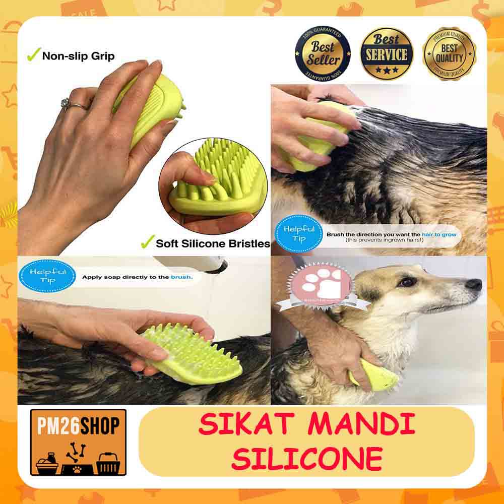 Sikat Mandi Silikon Anjing Kucing Sikat Grooming Silicon Kucing Anjing