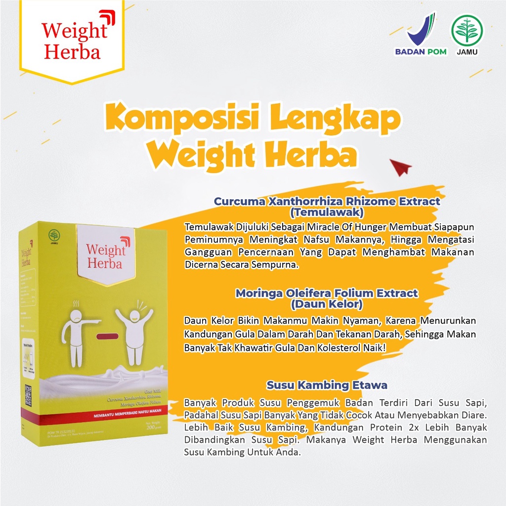 Terlaris WEIGHT HERBA Susu Penggemuk Badan Anak dan Dewasa Penambah Berat Badan Protein &amp; Kalori Tinggi