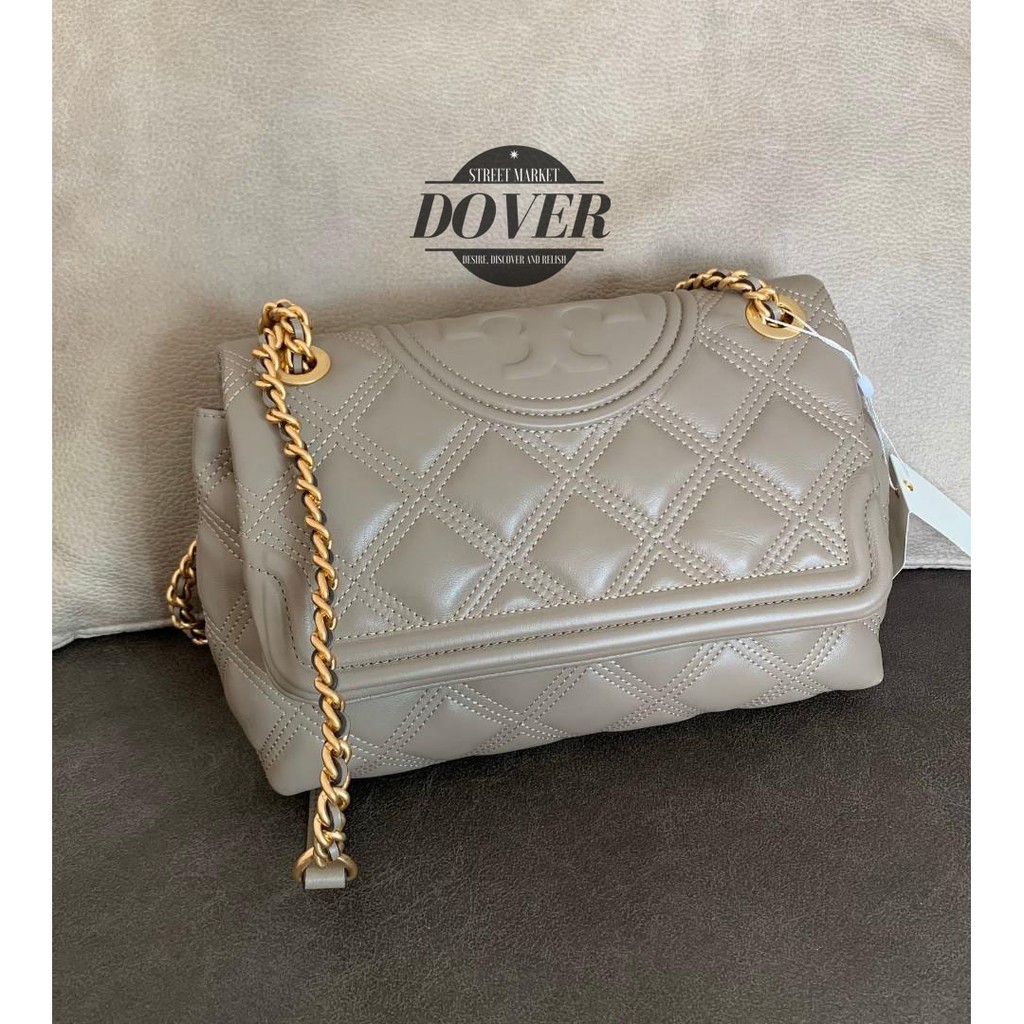 Tory Burch Soft Fleming Shoulder Bag Taupe - ORIGINAL 100%