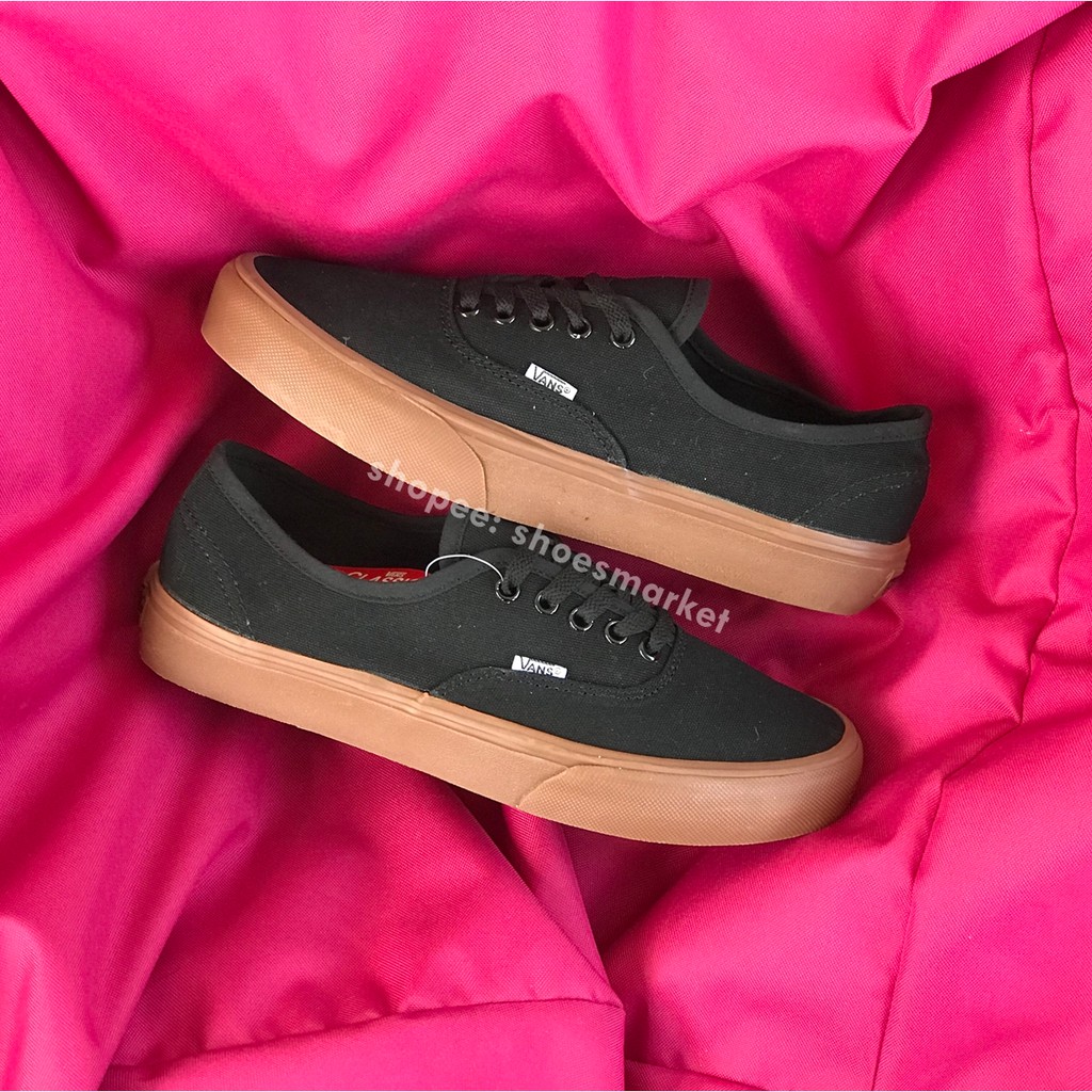 OBRAL SEPATU VANS AUTHENTIC MONO BLACK GUM LIST HITAM