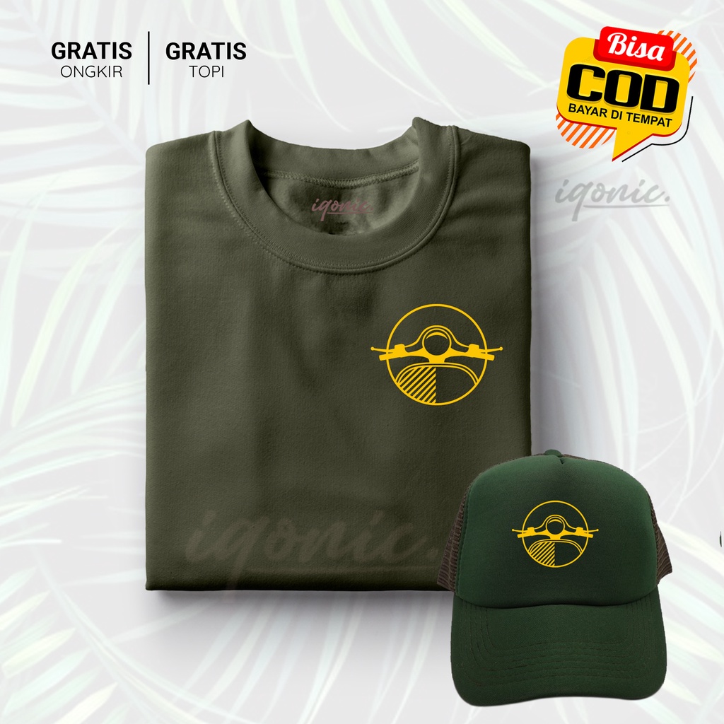 BONUS TOPI !!! Kaos Distro Pria Kaos Polos combed 30s Kaos Cewek vespa Keren X Gold premium